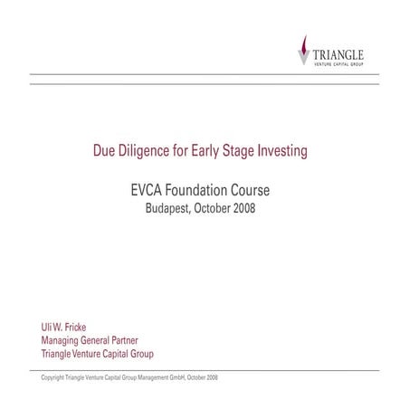 Due diligence for early stage investing