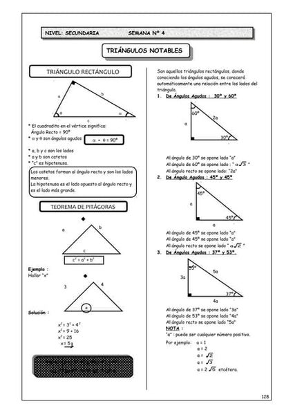 Triangulos Rectangulos Notables Completo Triangulos Rectangulos Notables Completo