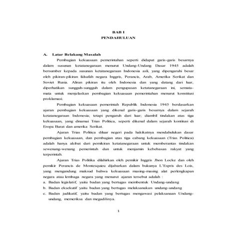 Trias politika atau pembagian kekuasaan