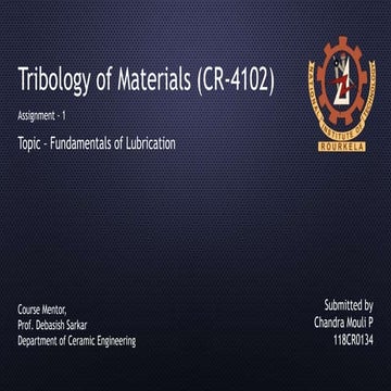 Fundamentals of Lubrication, Tribology of Materials.pptx