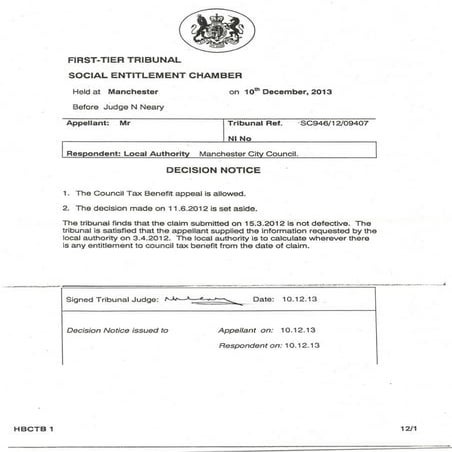 Tribunal 10 december-2014 hearing decision notice and statement of reasons SC...