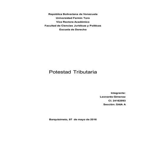 potestad Tributaria