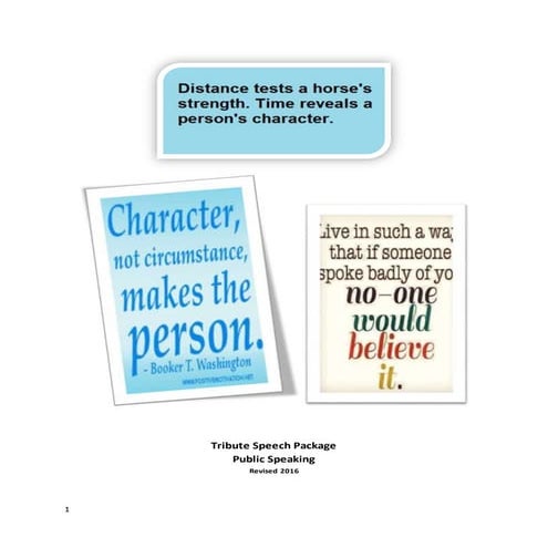 Tribute speech package spring 2016