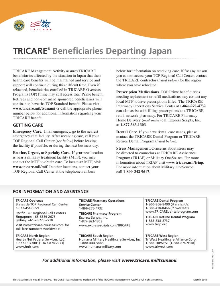 tricare beneficiaries departing japan fact sheet