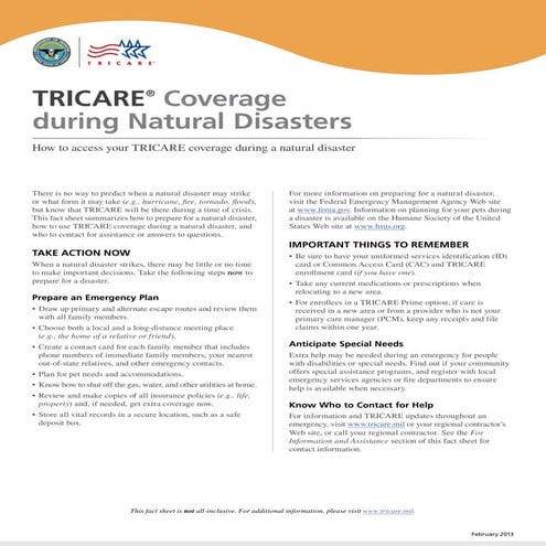 Tricare disaster flyer
