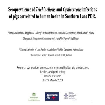 Seroprevalence of trichinellosis and cysticercosis infections of pigs correla...
