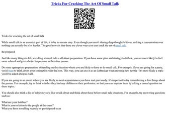 Tricks For Cracking The Art Of Small Talk