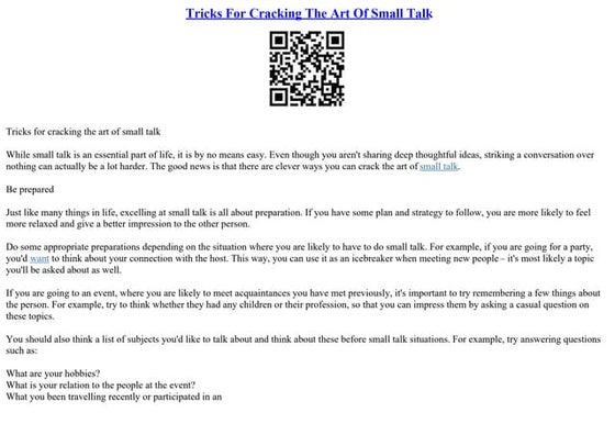 Tricks For Cracking The Art Of Small Talk