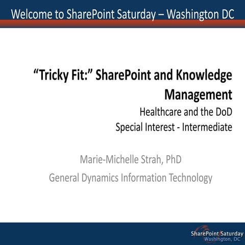Tricky Fit: Knowledge Management and the DoD (Healthcare) - May 2010 Update