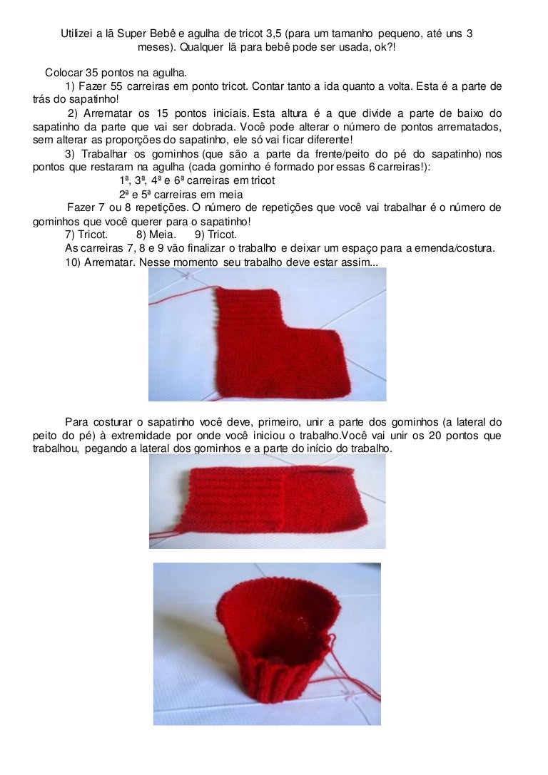 sapato trico passo a passo