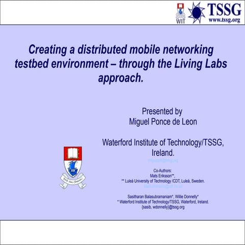 TridentCom 2006 paper on the Living Lab approach