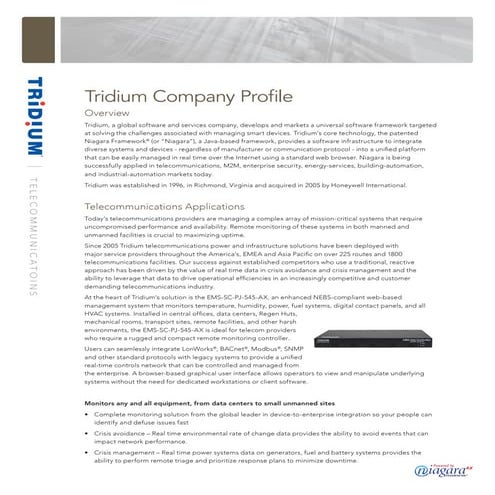 Tridium Telecom Profile