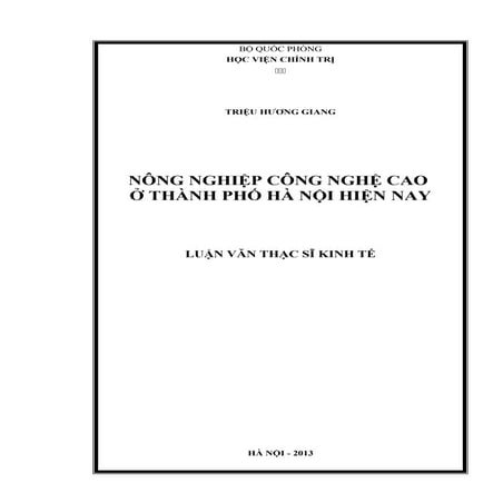 Luận văn:  Nông nghiệp công nghệ cao ở thành phố Hà Nội hiện nay