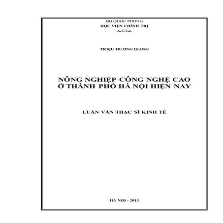 Luận văn: Nông nghiệp công nghệ cao ở thành phố Hà Nội, HAY