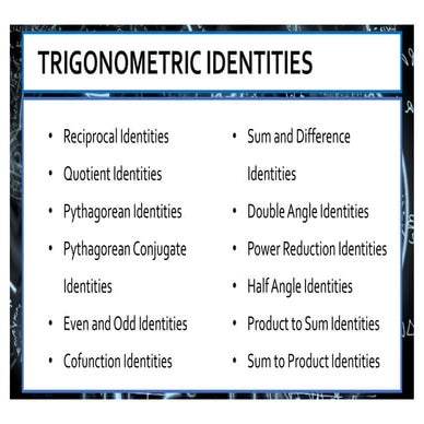 Trigonometric Identities and Propertiesss