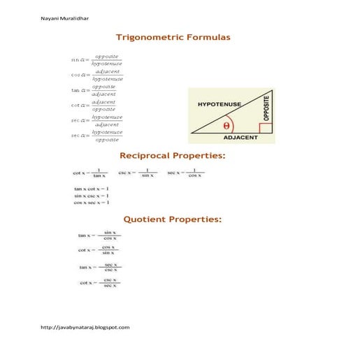 Trigonometric formulas