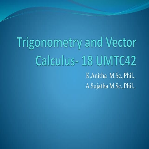 Trigonometry & vector calculus