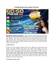 Trik Bermain Capsa Susun Terbaru