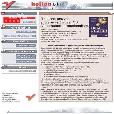 Triki najlepszych programistów gier 3D. Vademecum profesjonalisty | PDF