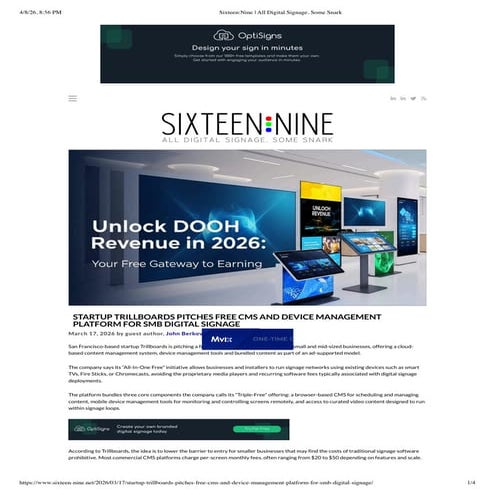 Trillboards Launches Free Digital Signage CMS and Device Management for ...