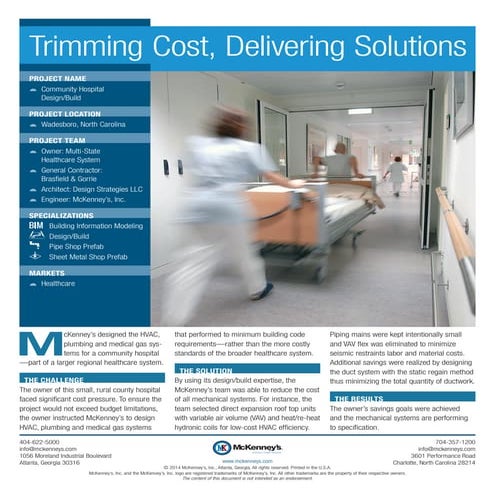 Trimming Cost, Delivering Solutions - Hospital Design/Build 