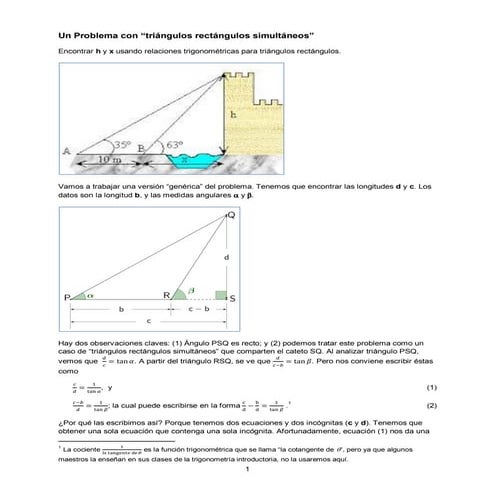 Cómo resolver problemas  con "triángulos rectángulos simultáneos"