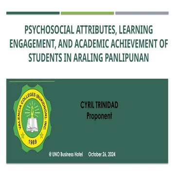 Psychosocial Attributes, Learning Engagement and Academic Achievement of Stud...