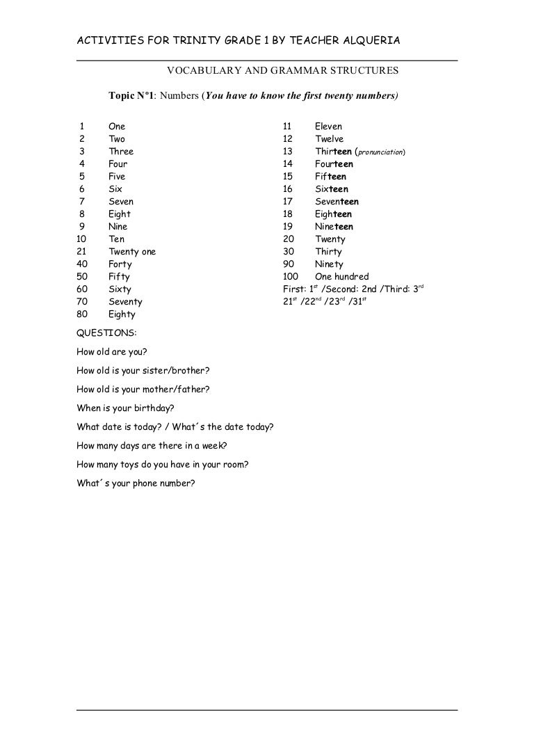 trinity activity for grade 1 no 1