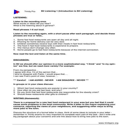 Trinity pro b2 worksheet-1-fast-food | PDF