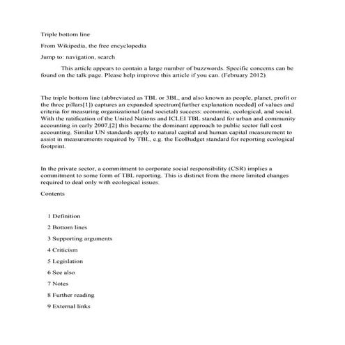 Triple bottom line