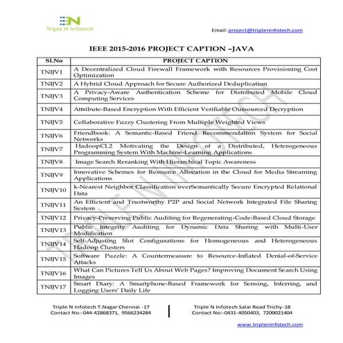Triple n infotech IEEE java titles 2015
