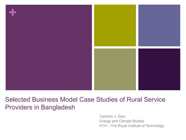 Selected Business Model Case Studies of Rural Service Providers in Bangladesh