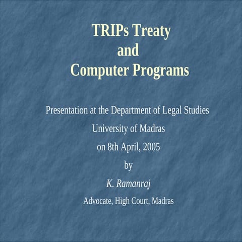 TRIPs Treaty and Computer Programs