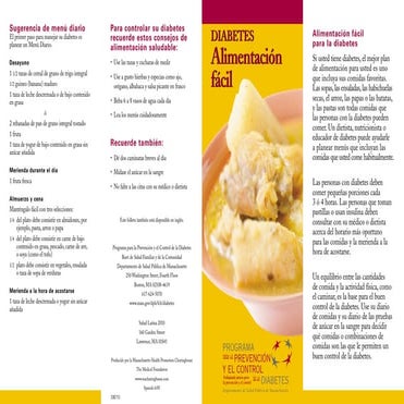 Recomendaciones y menús para personas con diabetes | PDF