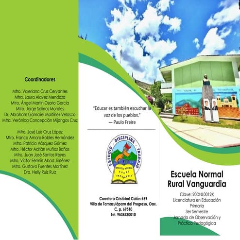 Tríptico  para dar a conocer las jornadas