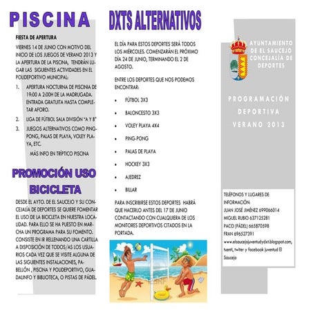 INFORMACIÓN DEPORTIVA JUEGOS DE VERANO 2013 EL SAUCEJO