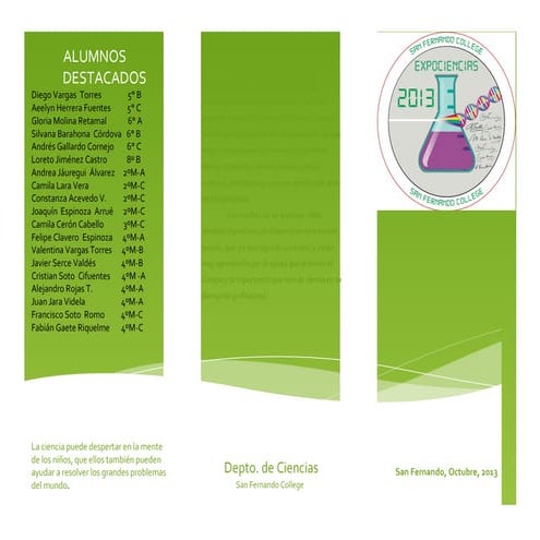 Tríptico Día de la Ciencia