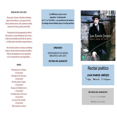 Triptico recital poético Juan Ramón Jiménez