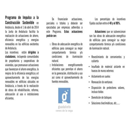 Triptico Programa de Impulso a la Construcción Sostenible en Andalucia 2014