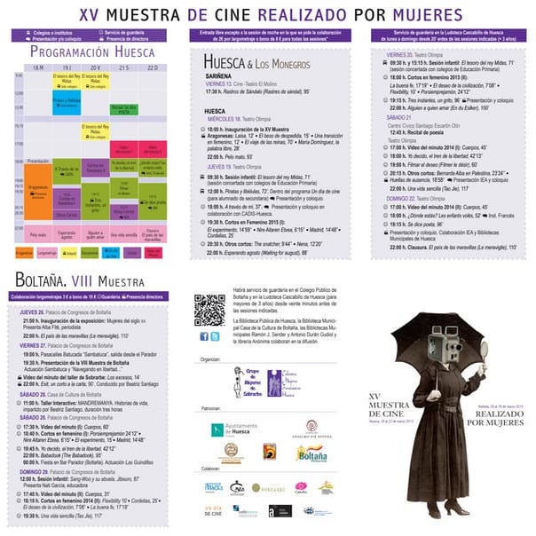 Triptico XV Muestra Cine realizado por Mujeres. HUESCA 2015