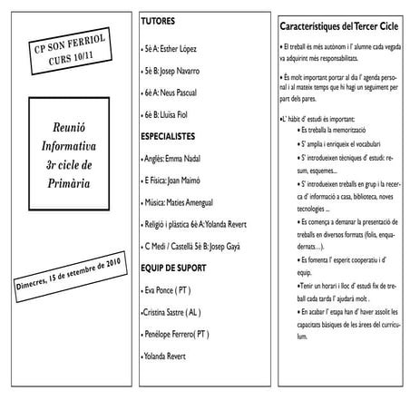 Reunió informativa del 3r cicle. Curs 2010-11