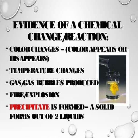 evidence of a chemical reaction