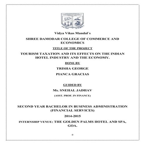 Tourism Taxation in the Hotel industry