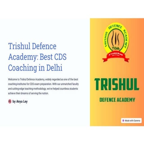 Trishul Defence Academy: Best CDS Coaching in Delhi | PPTX