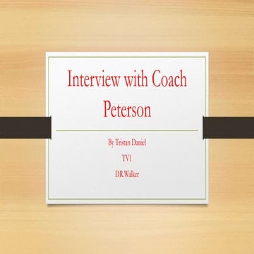 T.D. Interview with Coach