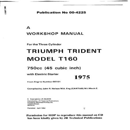 Triumph tridentt160workshopmanual | PDF