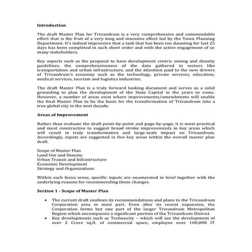 Trivandrum master plan draft comments 060213 | PDF