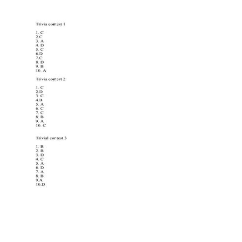 Trivia contest answers (1,2 &3)