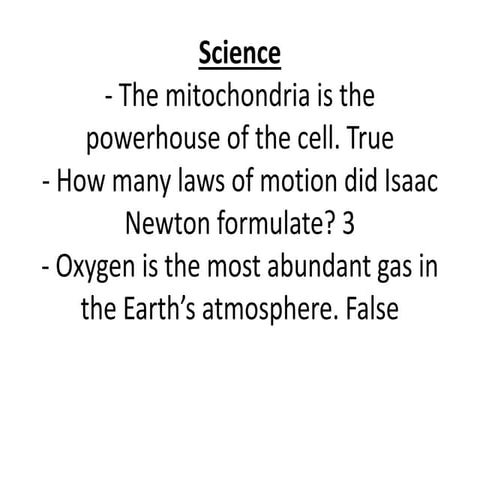 Trivia Questions for Fun, from Science, History and Random Facts | PPTX