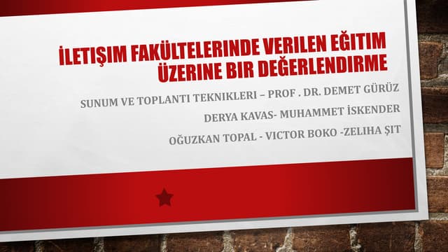Türkiye'deki İletişim Fakülteleri'nde Verilen Eğitim Üzerine Bir Değerlendirme